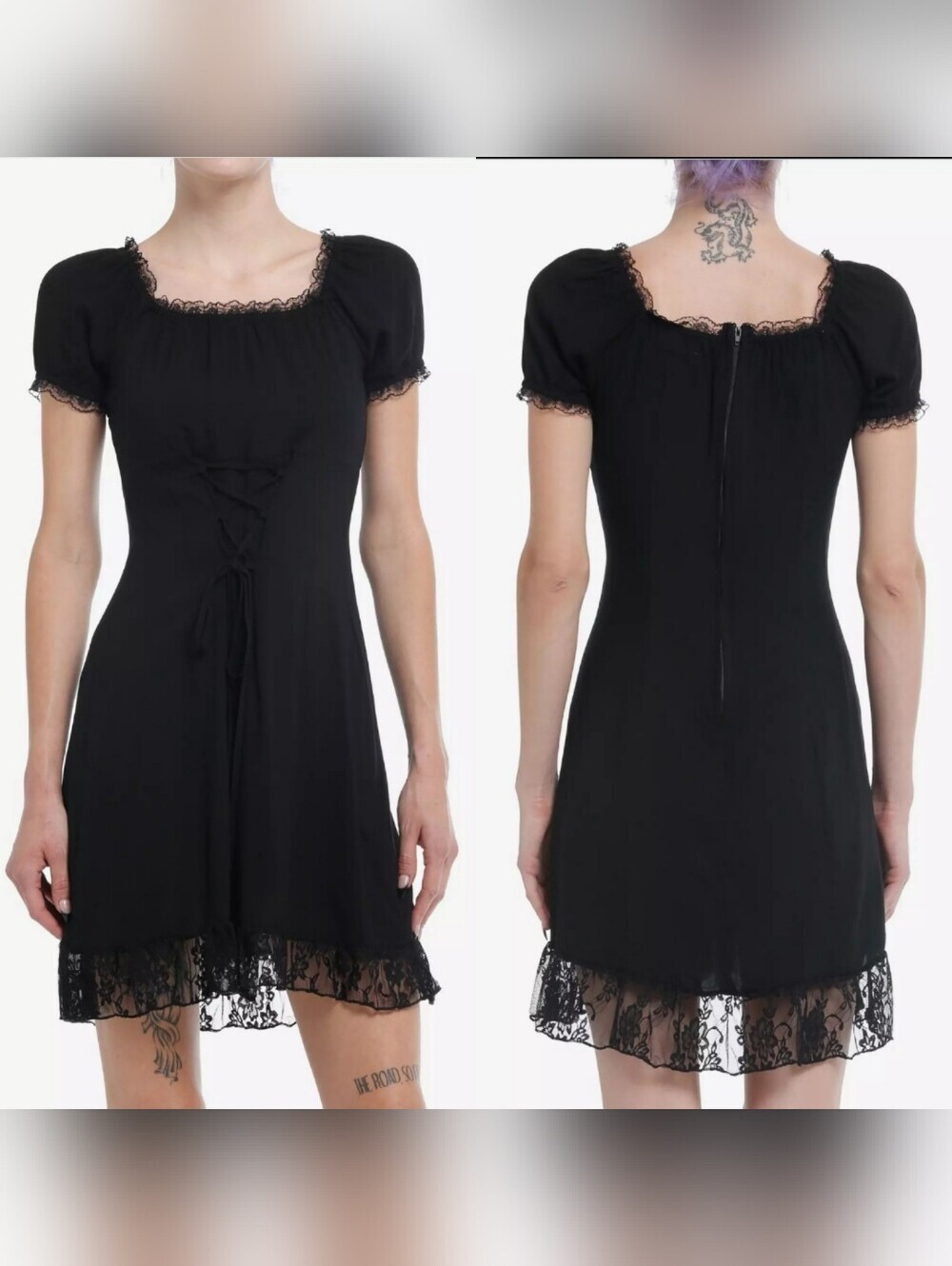Daisy Street Womens Black Lace Trim Corset Goth Dress XL